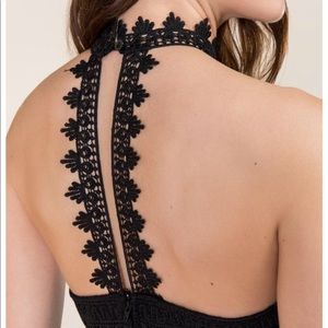 Black Crochet and Mesh Dress